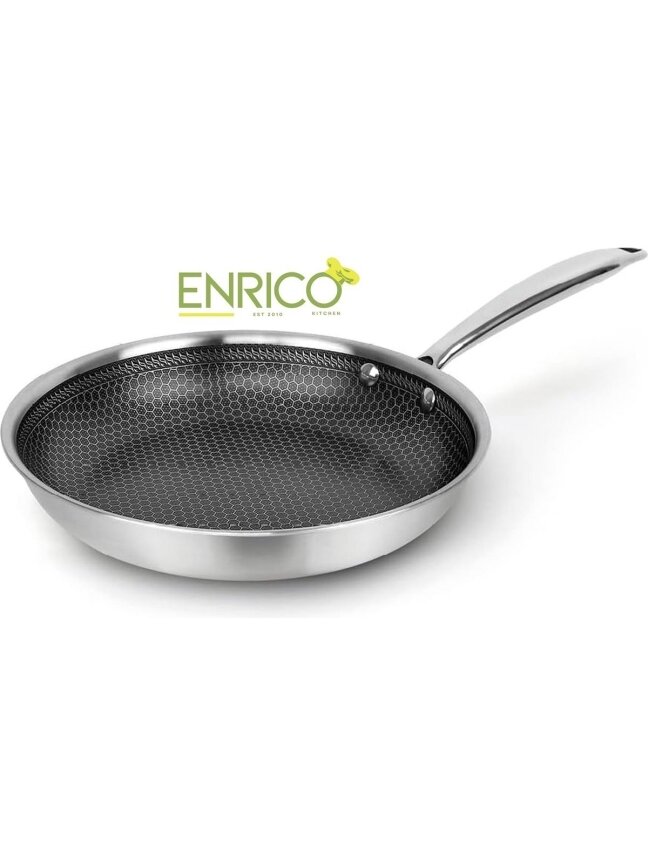 ENRICO – Frying Pan Ø20 – Stainless Steel – Non-stick Coating – PFAS & PTFE Free – Suitable for All Heat Sources, Including Induction – 20 cm