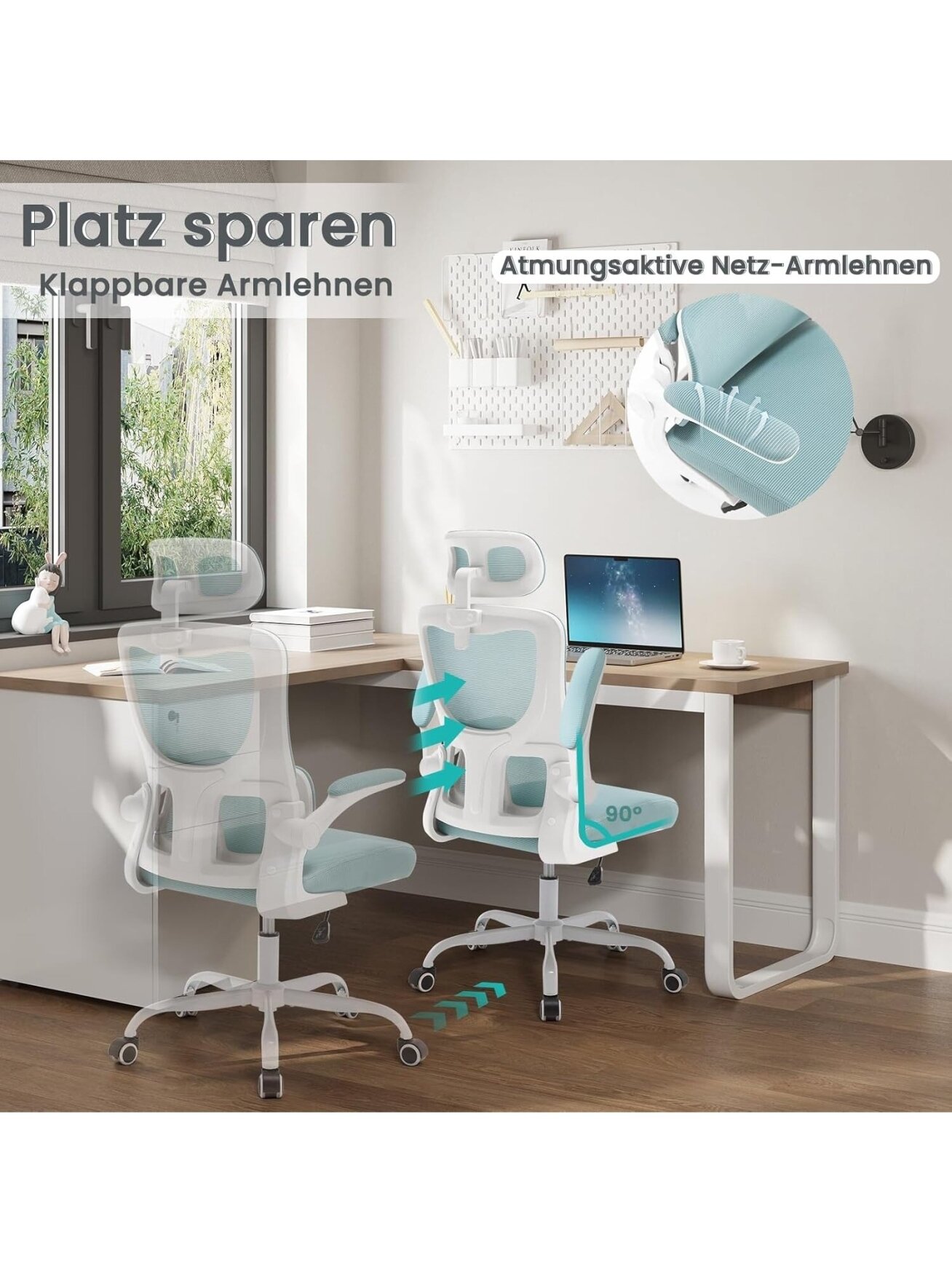 Ergonomic Office Chair with Lumbar Support, Adjustable Headrest, Rocking Function, Flip-Up Armrests, Up to 150 kg. 5