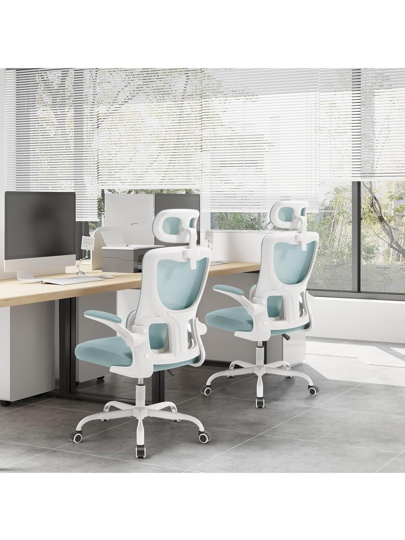 Ergonomic Office Chair with Lumbar Support, Adjustable Headrest, Rocking Function, Flip-Up Armrests, Up to 150 kg. 6
