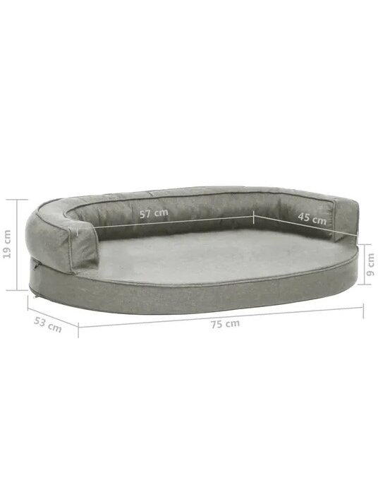 Ergonomic Dog Bed Mattress 75x53 cm, Linen Look Grey 3