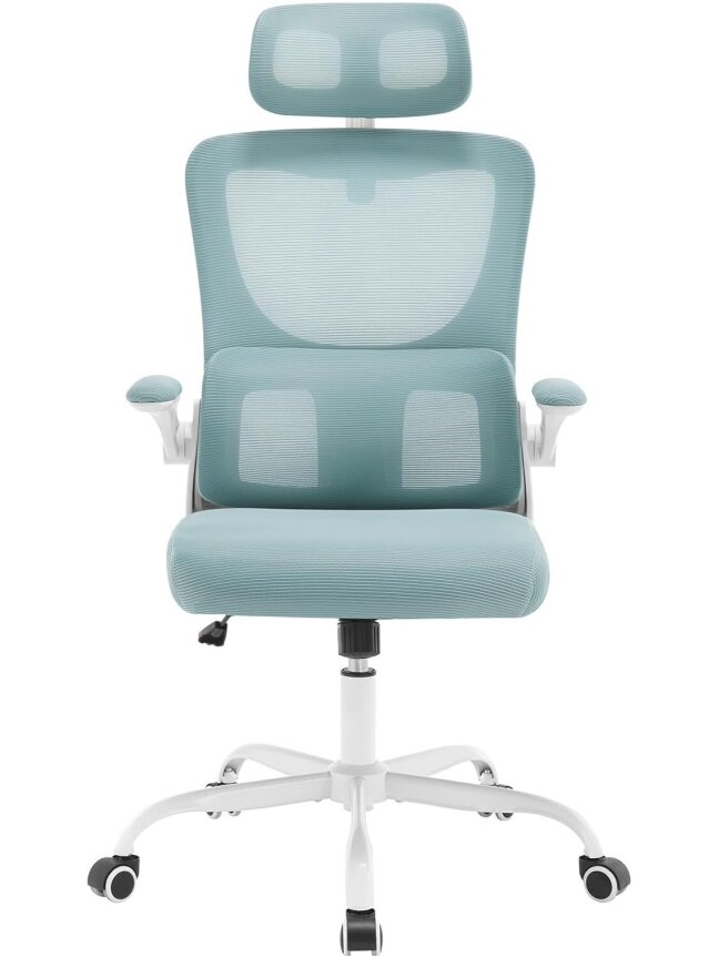 Ergonomic Office Chair with Lumbar Support, Adjustable Headrest, Rocking Function, Flip-Up Armrests, Up to 150 kg.