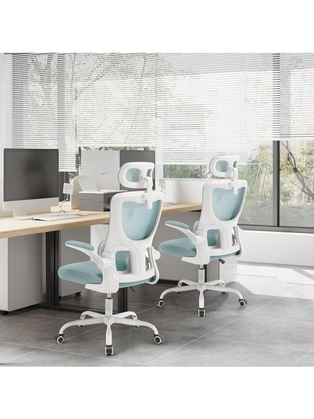 Ergonomic Office Chair with Lumbar Support, Adjustable Headrest, Rocking Function, Flip-Up Armrests, Up to 150 kg. 6