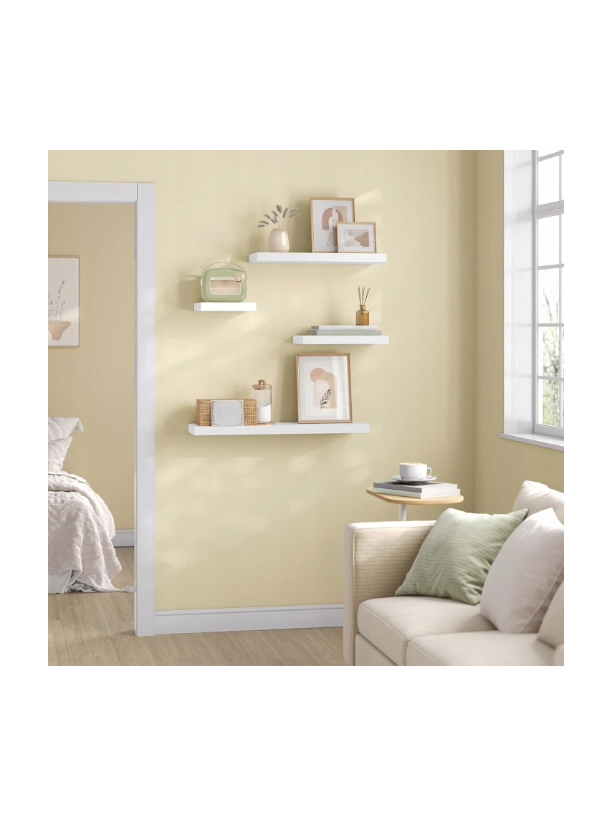 ESITURO wall-mounted floating shelf for books, white, 25 x 23 x 3.8 cm. 4