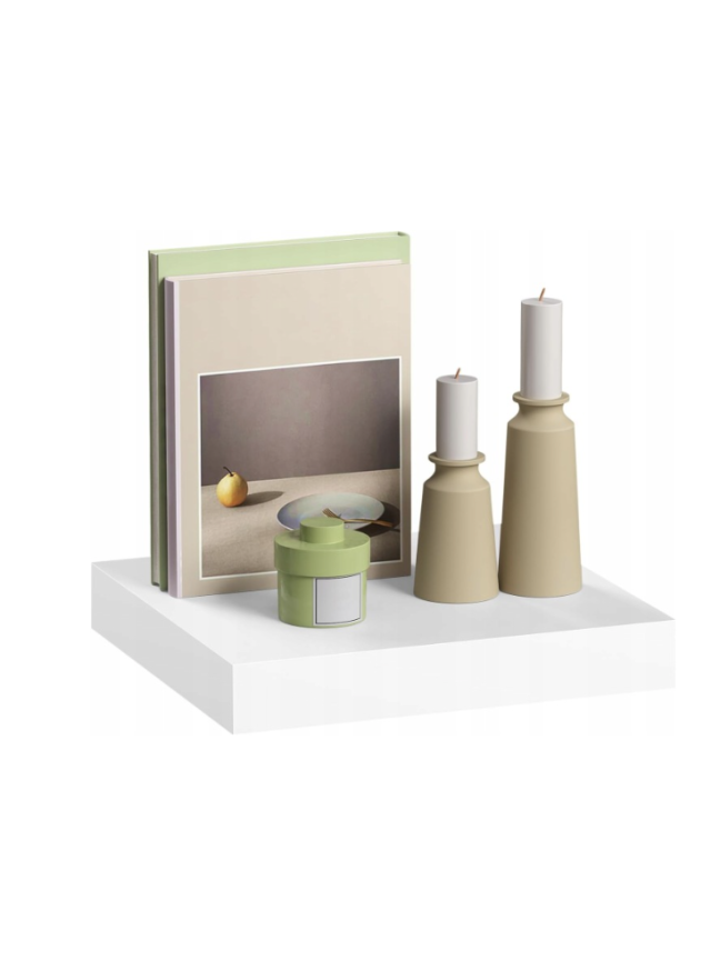 ESITURO wall-mounted floating shelf for books, white, 25 x 23 x 3.8 cm.