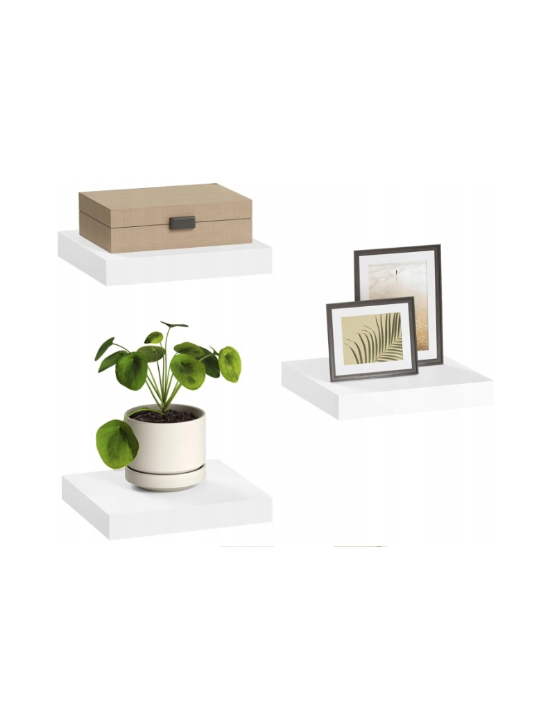 ESITURO wall-mounted floating shelf for books, white, 25 x 23 x 3.8 cm. 5
