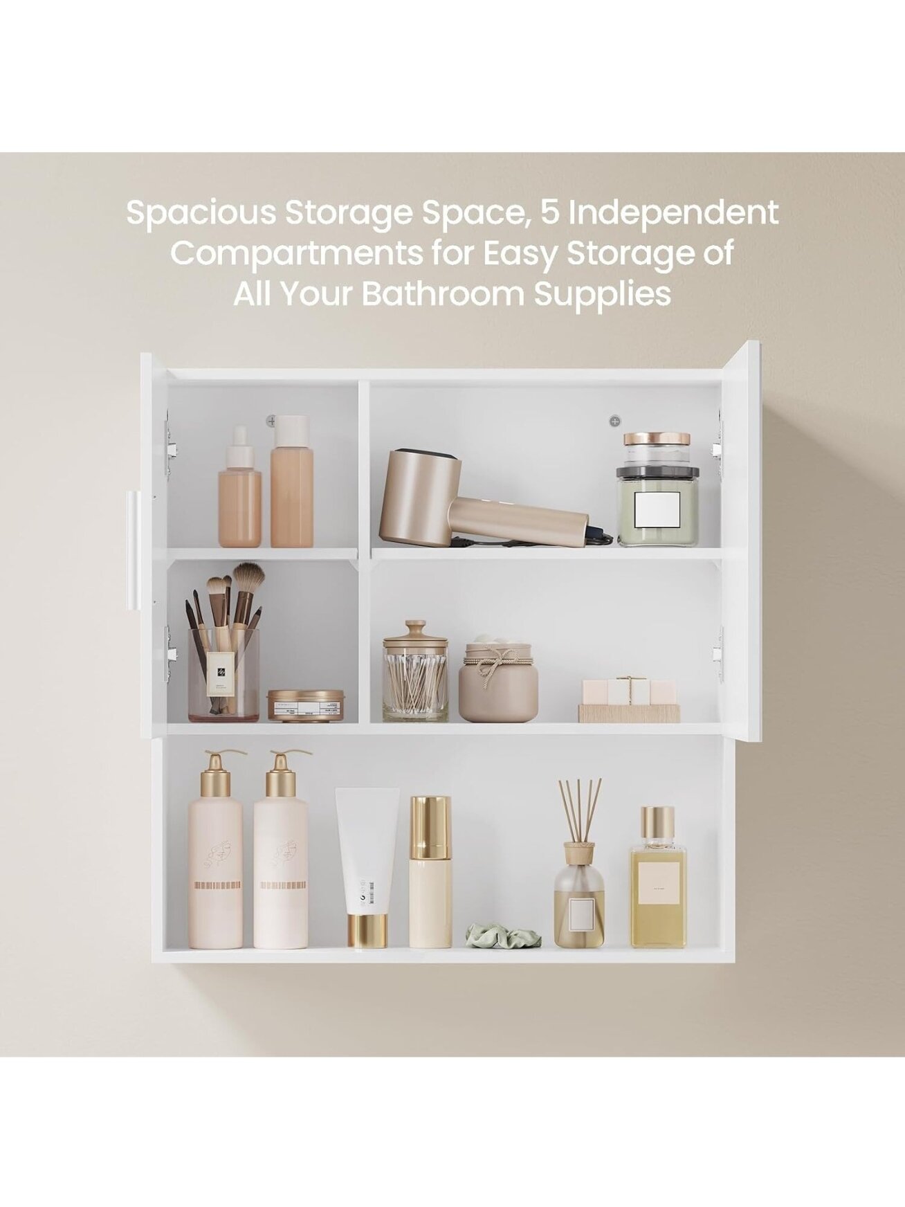 EUGAD Bathroom Wall Cabinet with Mirror, MDF, White, 54 x 15 x 55 cm 2 EUGAD Bathroom Wall Cabinet with Mirror, MDF, White, 54 x 15 x 55 cm 2