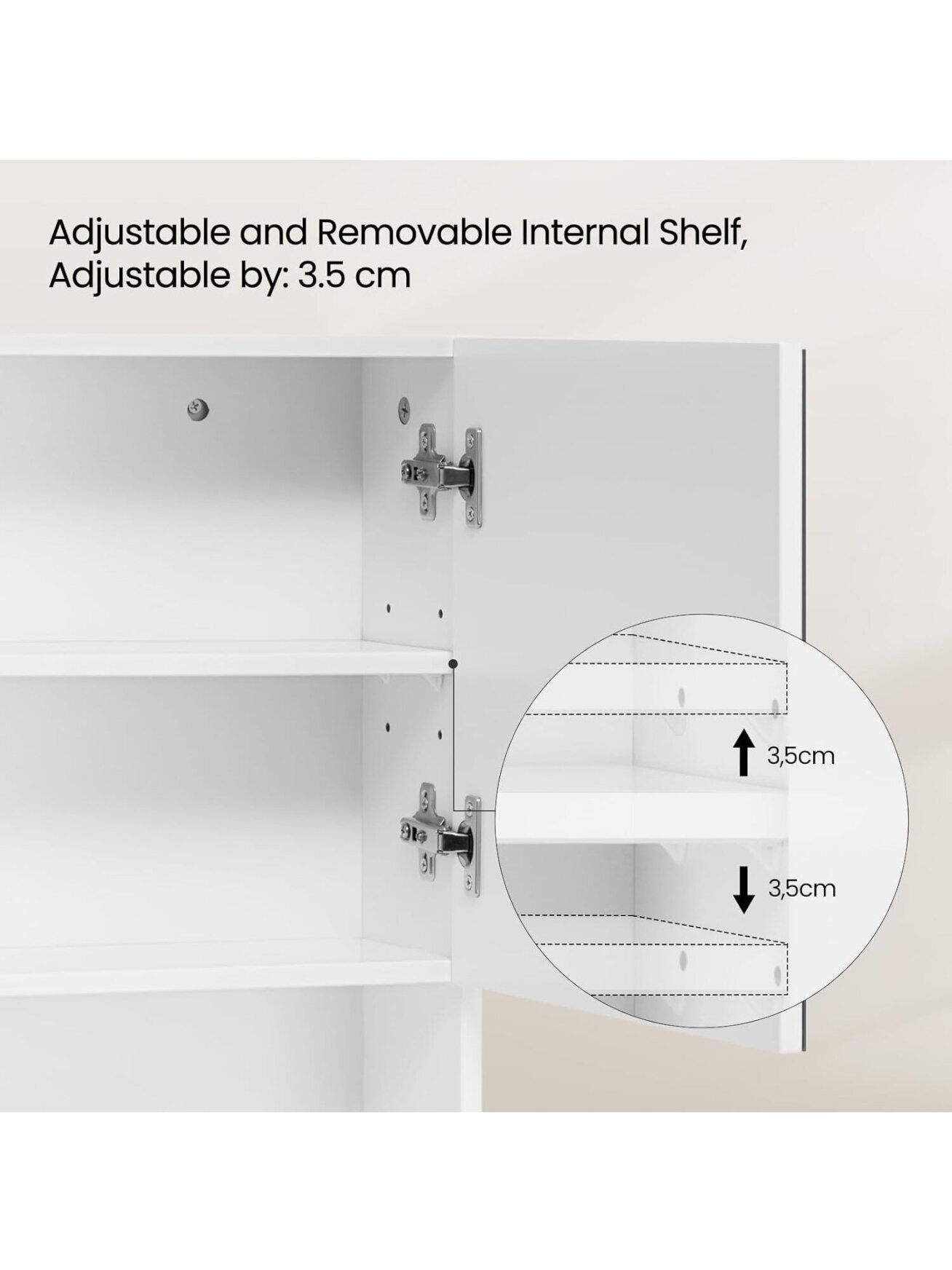 EUGAD Bathroom Wall Cabinet with Mirror, MDF, White, 54 x 15 x 55 cm 4 EUGAD Bathroom Wall Cabinet with Mirror, MDF, White, 54 x 15 x 55 cm 4