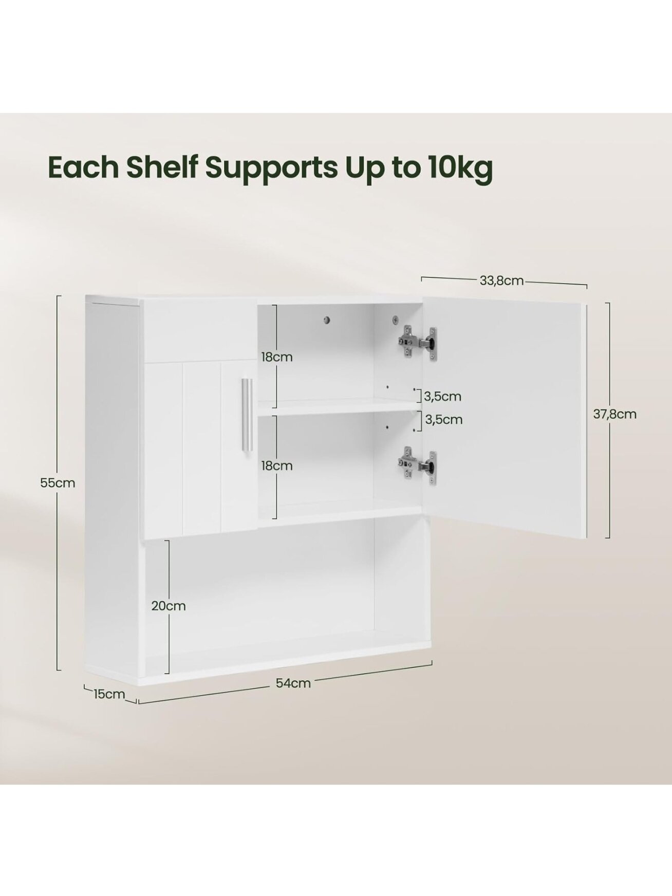 EUGAD Bathroom Wall Cabinet with Mirror, MDF, White, 54 x 15 x 55 cm 1 EUGAD Bathroom Wall Cabinet with Mirror, MDF, White, 54 x 15 x 55 cm 1