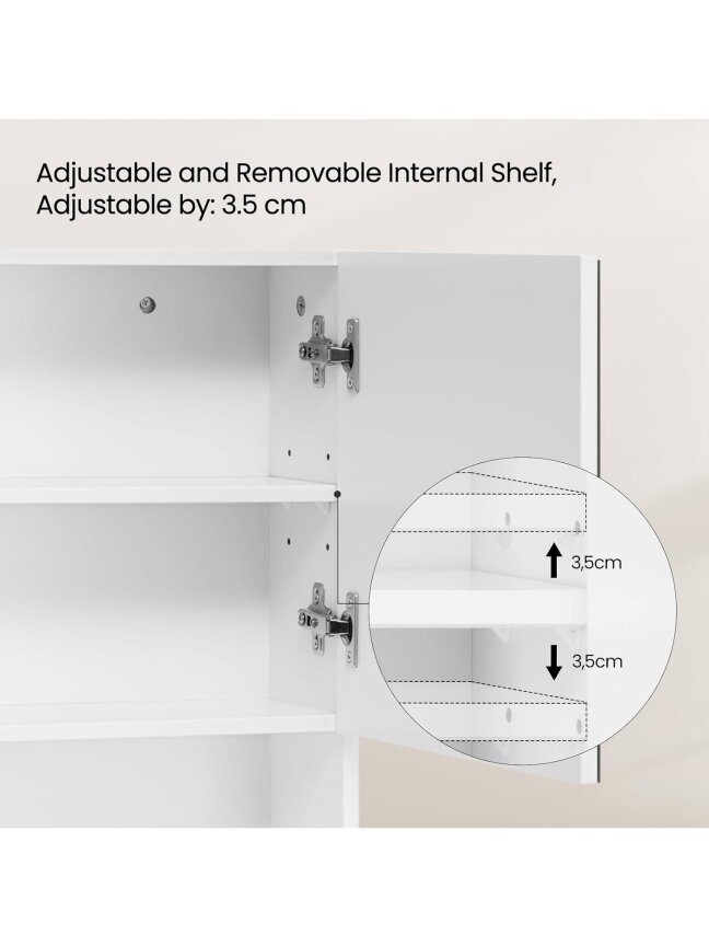EUGAD Bathroom Wall Cabinet with Mirror, MDF, White, 54 x 15 x 55 cm 4 EUGAD Bathroom Wall Cabinet with Mirror, MDF, White, 54 x 15 x 55 cm 4