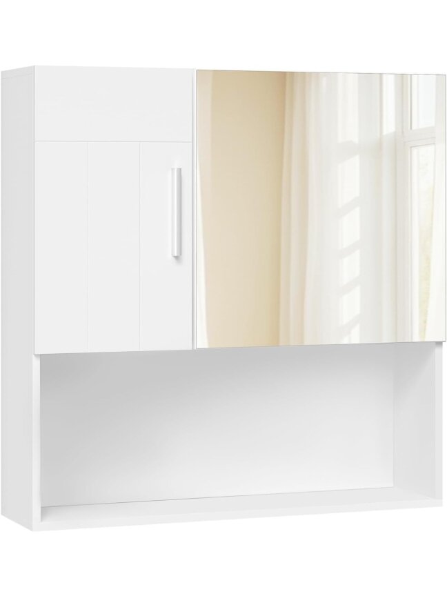 EUGAD Bathroom Wall Cabinet with Mirror, MDF, White, 54 x 15 x 55 cm 5