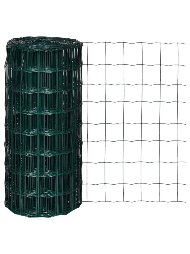 Zestaw ogrodzenia Euro, zielony, 15×0,8 m, stal 70×70 mm