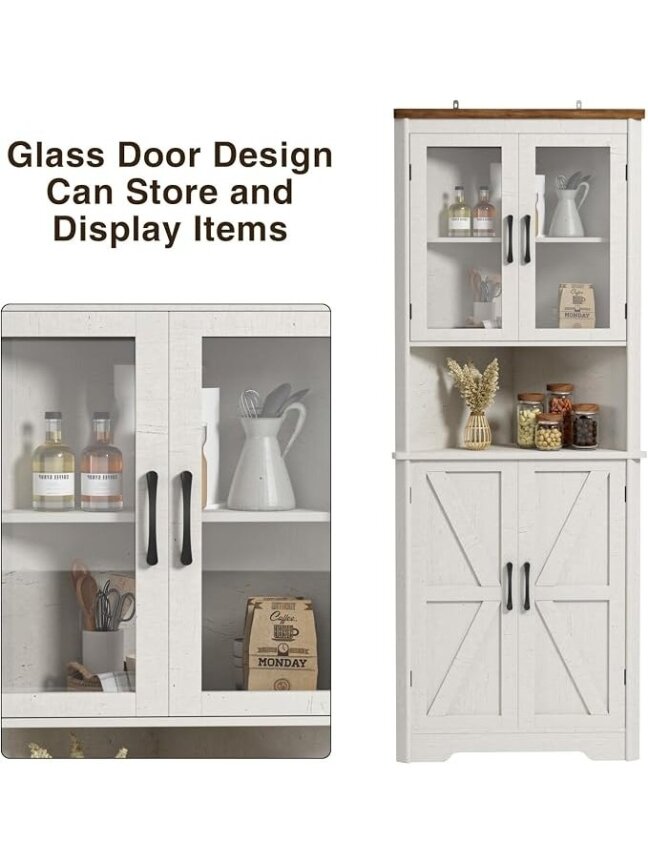 FiveWillowise 1.70 m Tall Farmhouse-Style Corner Cabinet 1