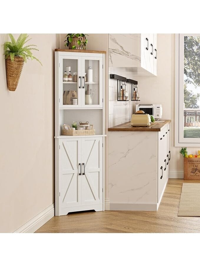 FiveWillowise 1.70 m Tall Farmhouse-Style Corner Cabinet 2