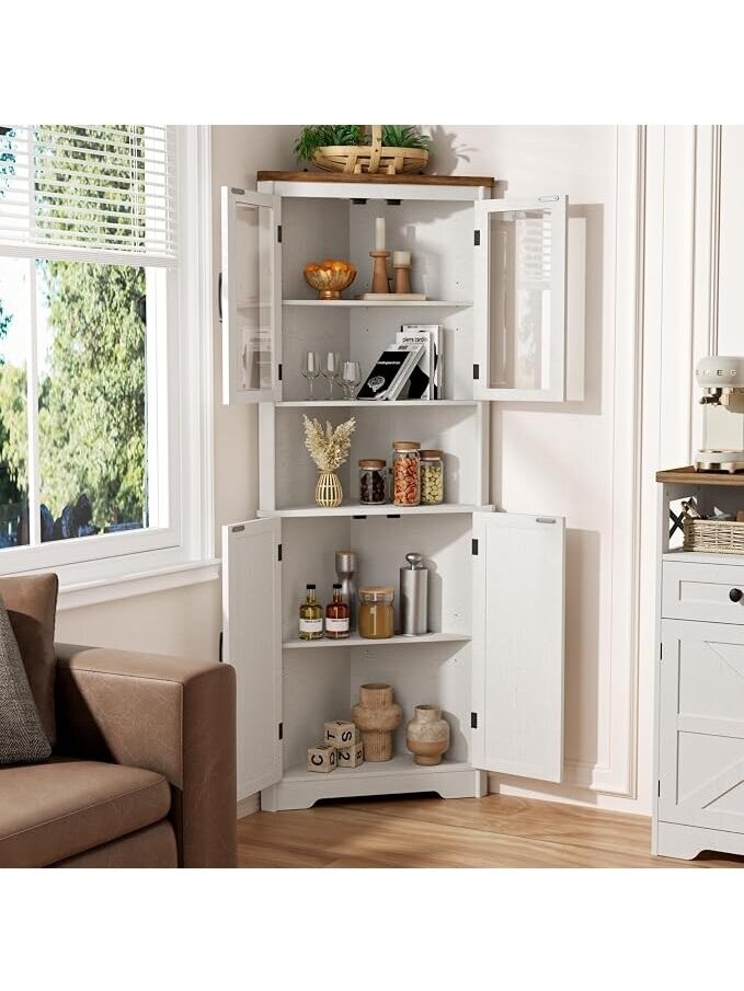 FiveWillowise 1.70 m Tall Farmhouse-Style Corner Cabinet 5