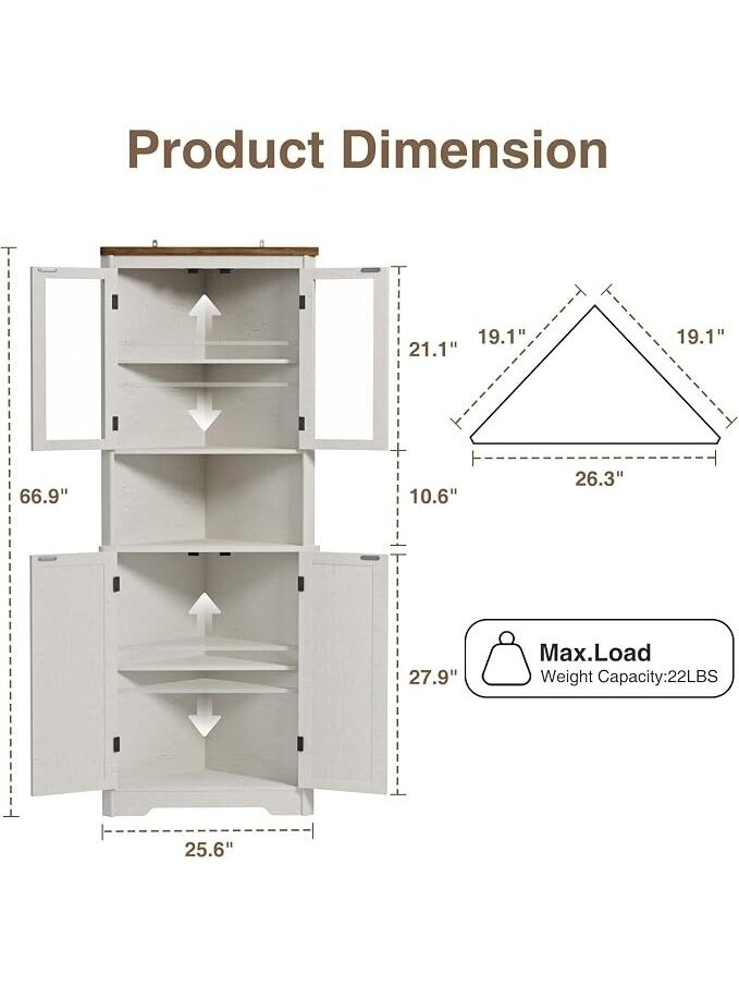 FiveWillowise 1.70 m Tall Farmhouse-Style Corner Cabinet 4