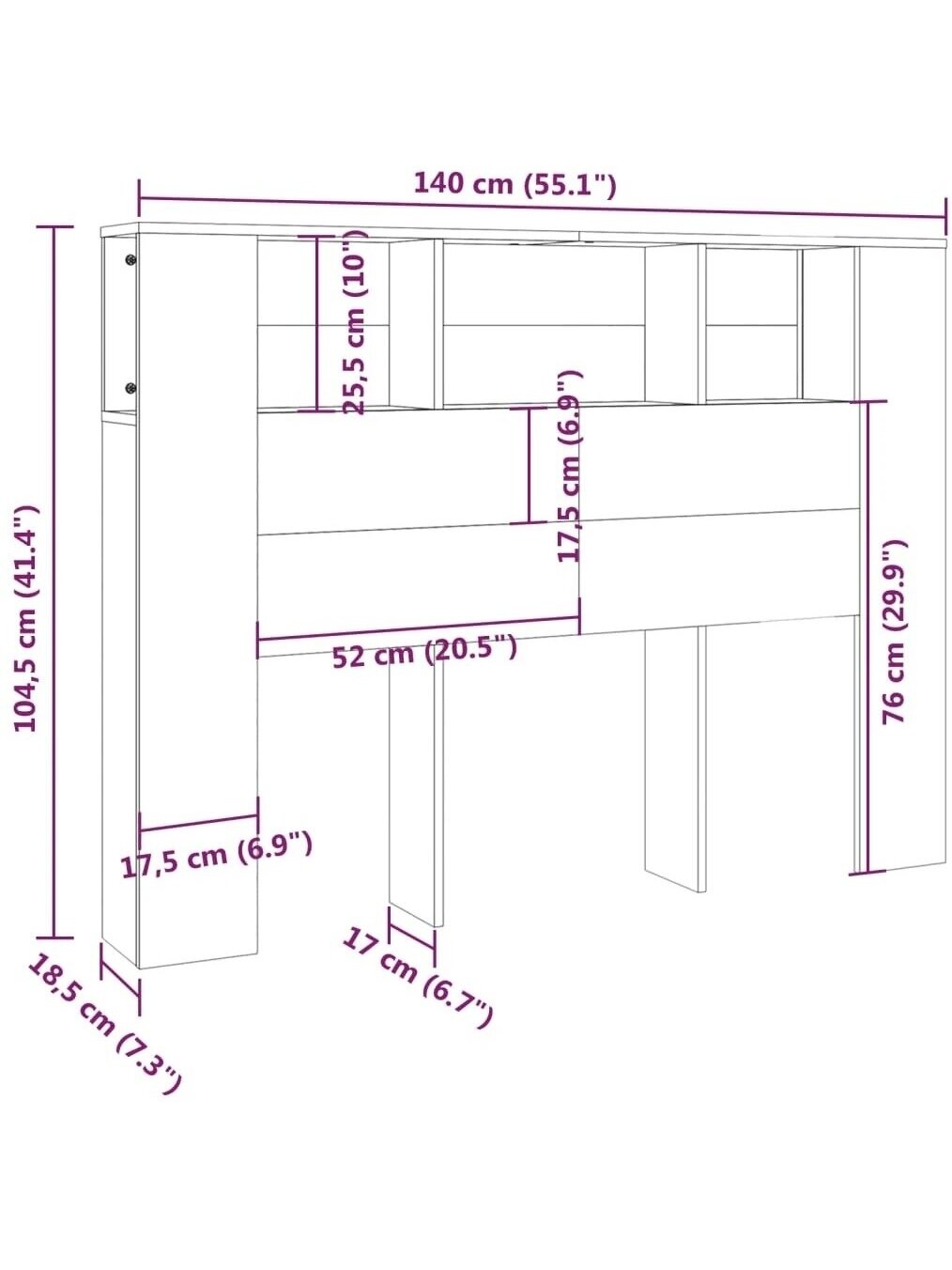 Headboard cabinet, White, 140×18.5×104.5 cm 5 Headboard cabinet, White, 140×18.5×104.5 cm 5