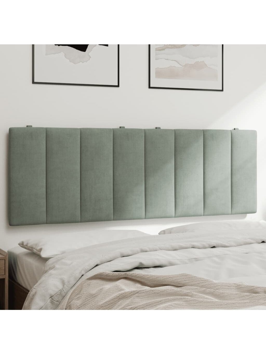 Headboard cushion, light grey, 120 cm, velvet