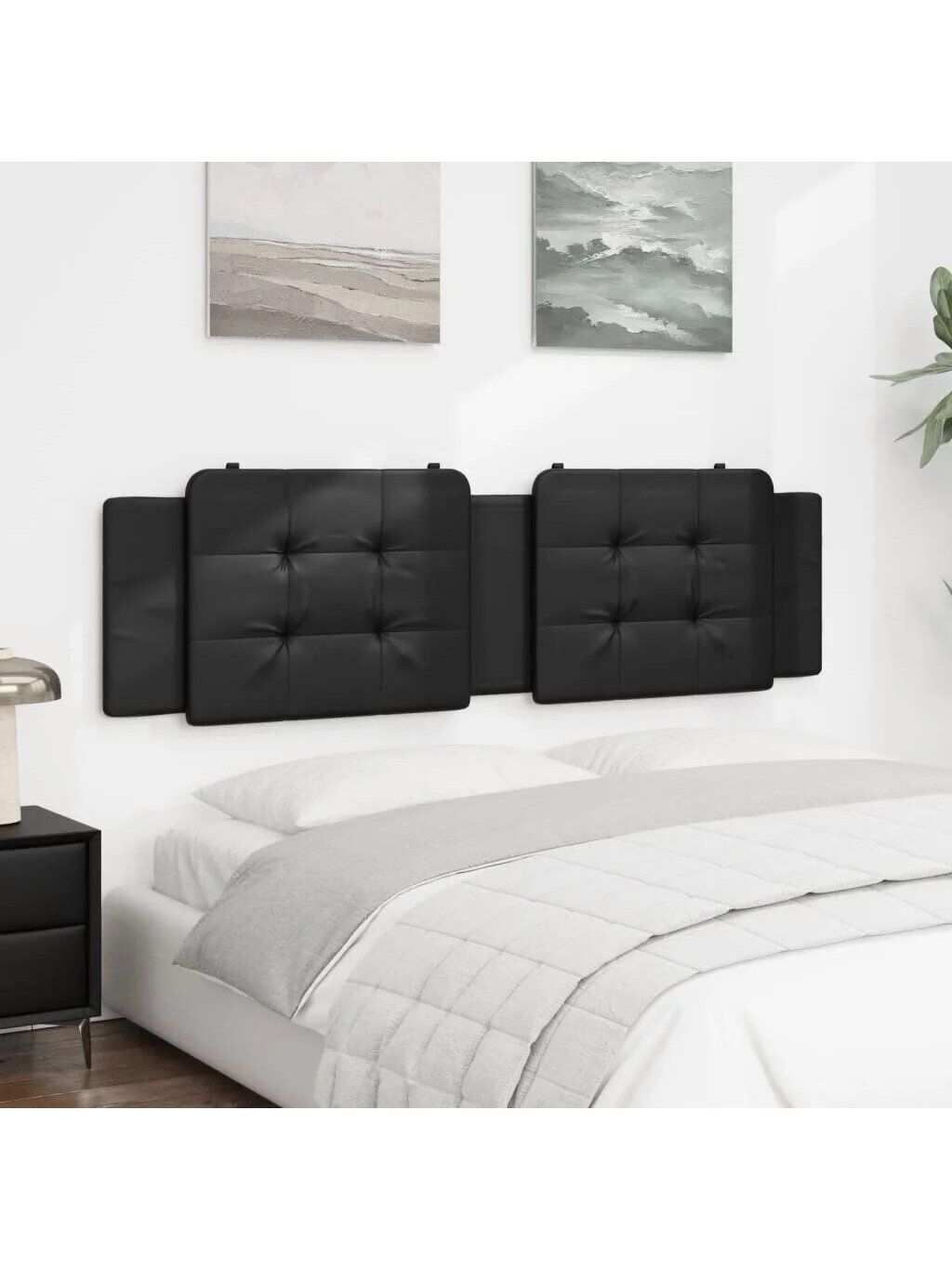 Headboard cushion, Zadar, black, 180 cm, faux leather 3