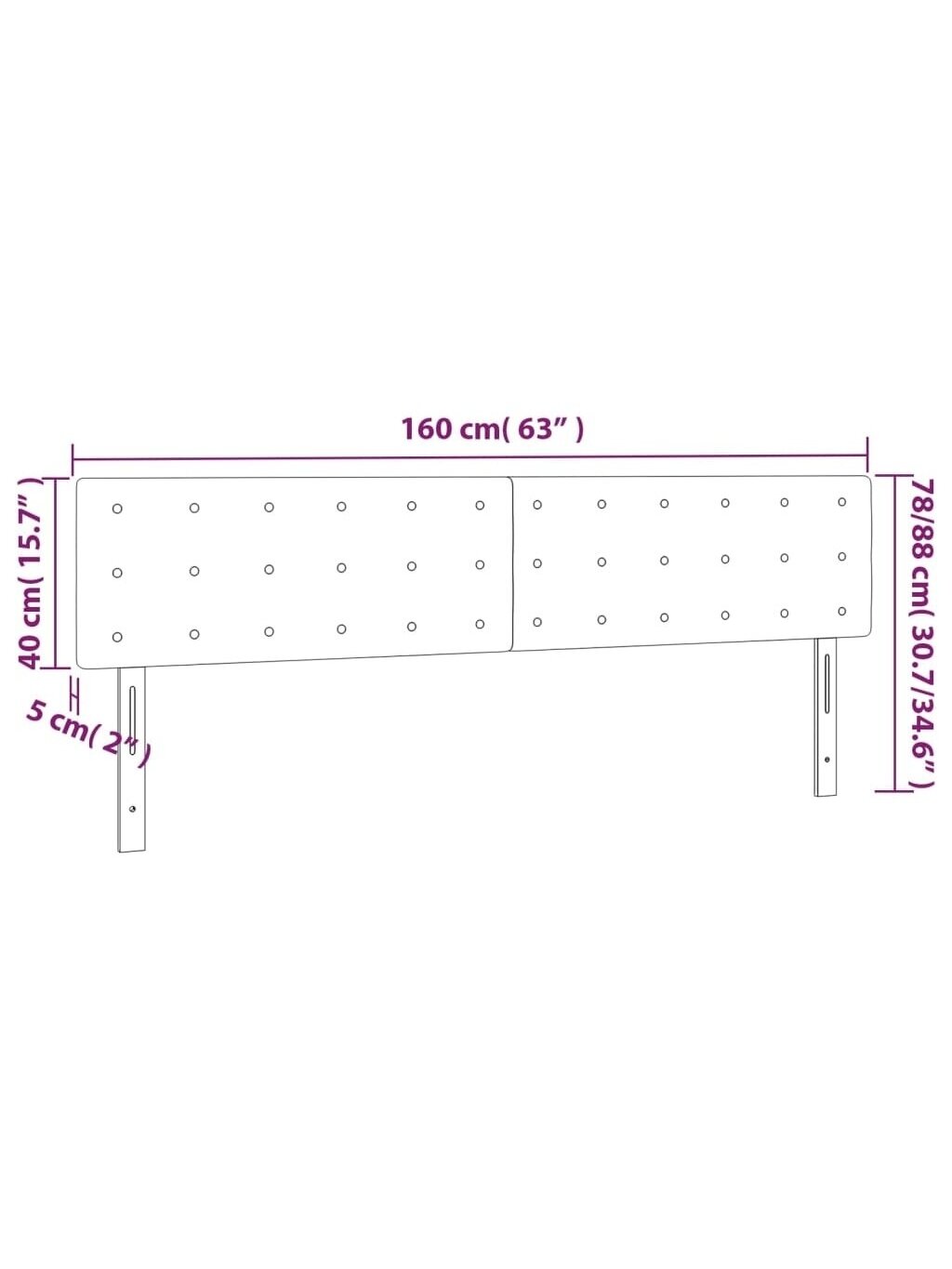 Headboard, 2 pcs, black, 80 × 5 × 78/88 cm, velvet 7