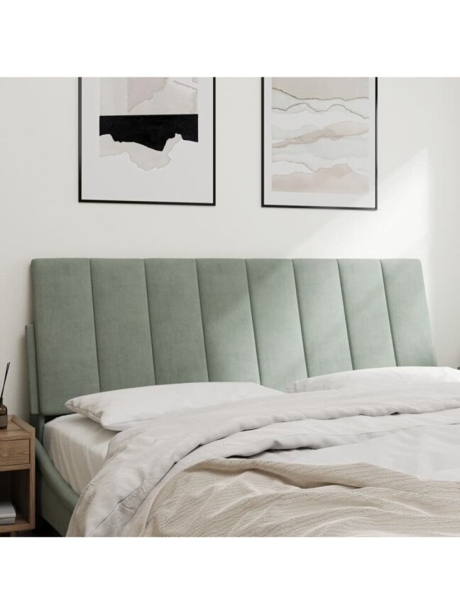 Headboard cushion, light grey, 120 cm, velvet 2