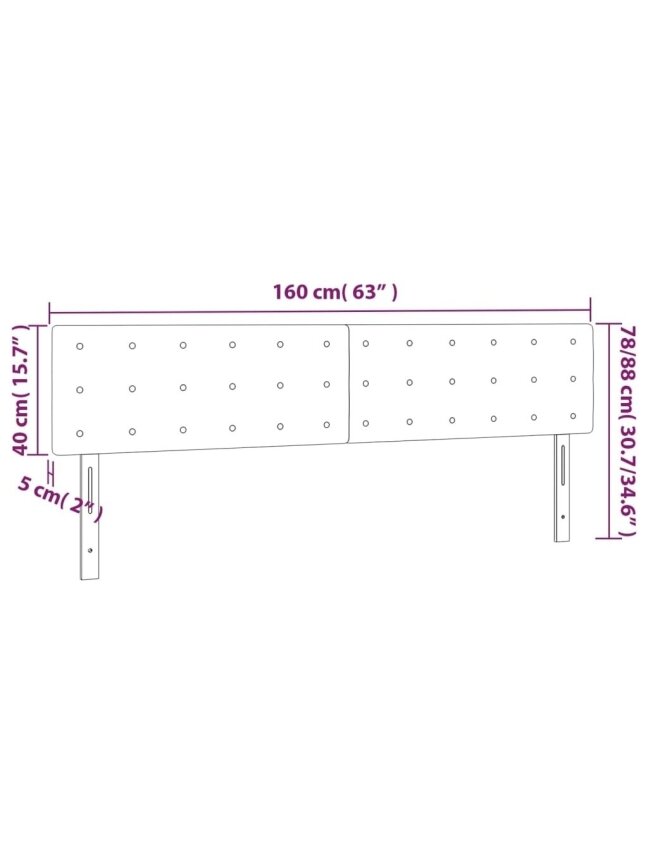 Headboard, 2 pcs, black, 80 × 5 × 78/88 cm, velvet 7