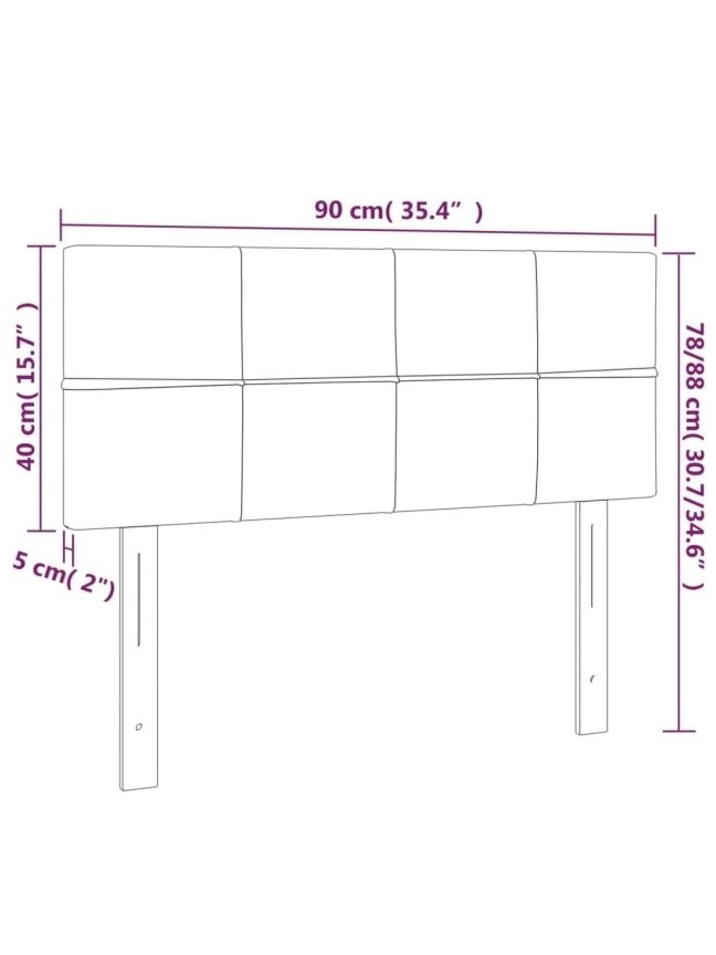 Headboard, black, 90 × 5 × 78/88 cm, velvet 6
