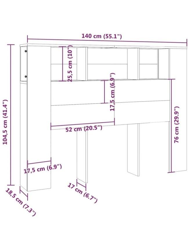 Headboard cabinet, White, 140×18.5×104.5 cm 5 Headboard cabinet, White, 140×18.5×104.5 cm 5