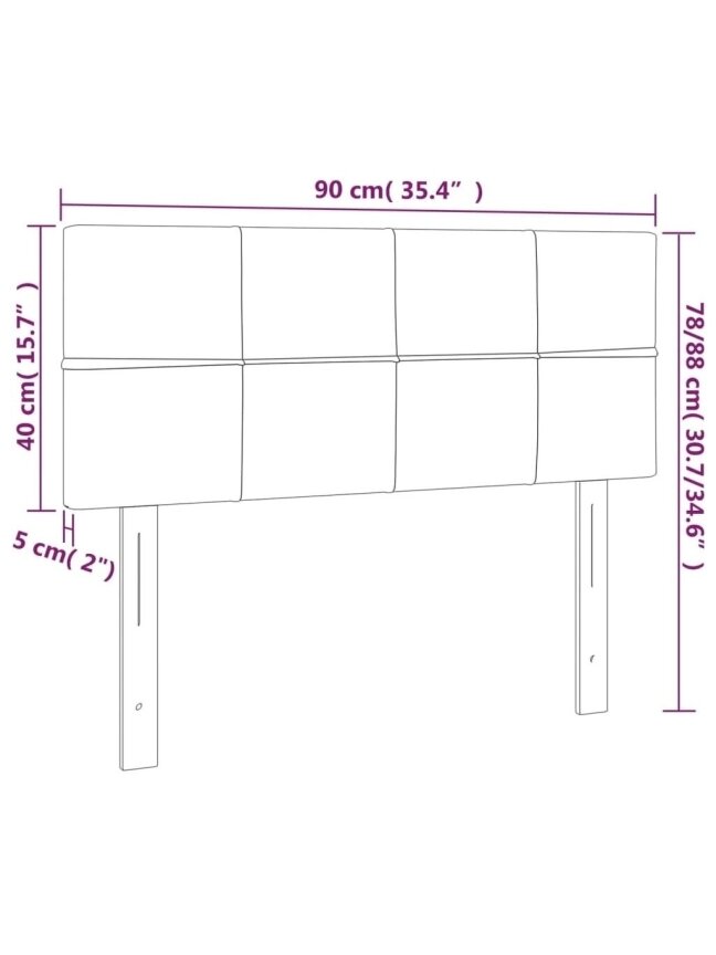 Headboard, Light Grey, 90 × 5 × 78/88 cm, Fabric 7