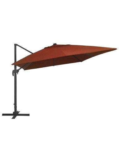 Gembinis sodo skėtis su LED lemputėmis, terakota, 400x300cm