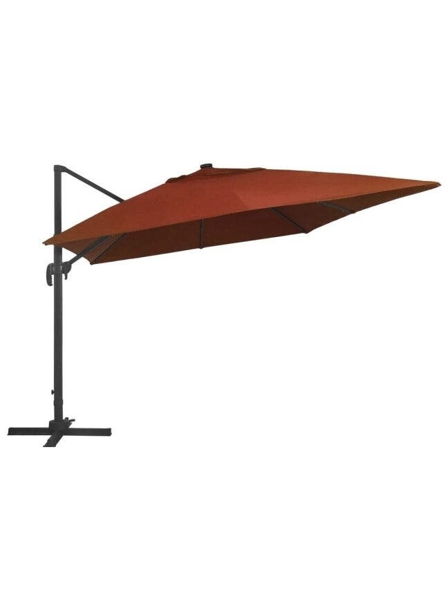 Gembinis sodo skėtis su LED lemputėmis, terakota, 400x300cm