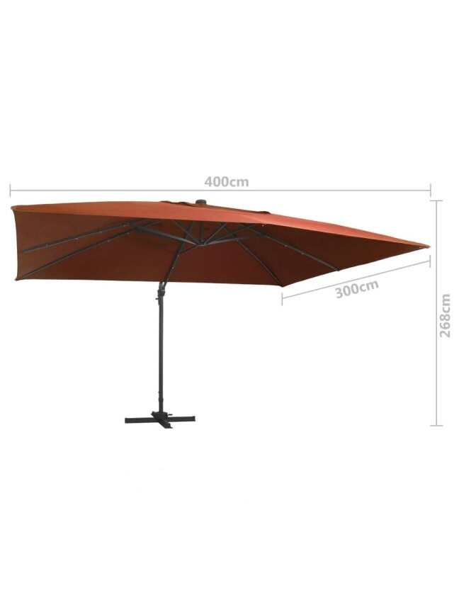Gembinis sodo skėtis su LED lemputėmis, terakota, 400x300cm 8