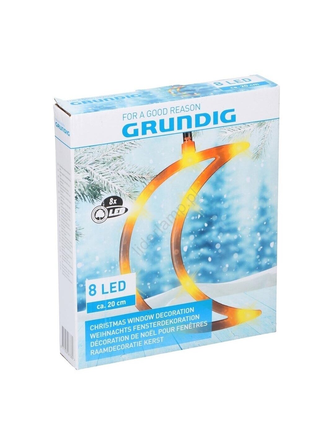 Świąteczna dekoracja LED Grundig – Księżyc (8×LED, 3×AAA)