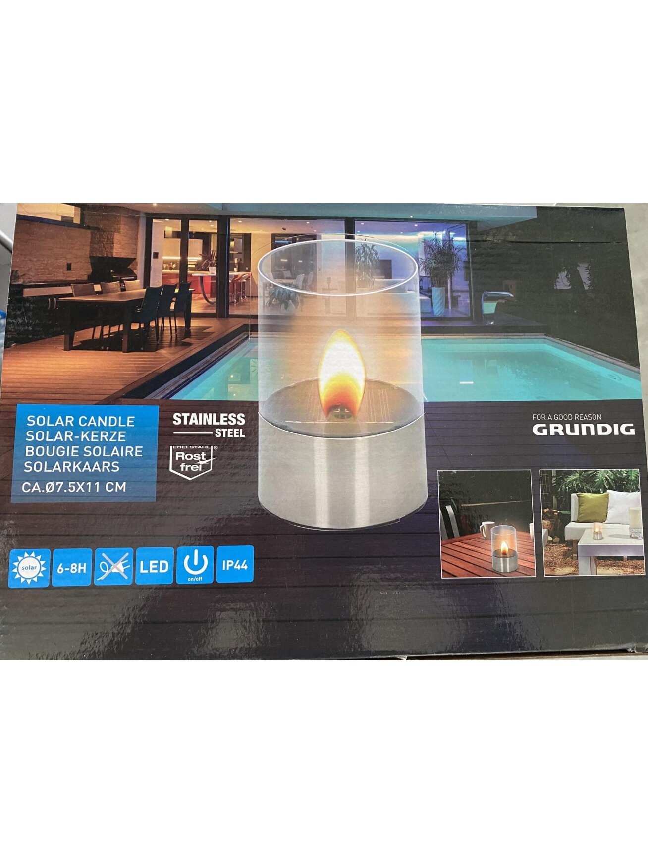 Lampa solarn LED "GRUNDIG" LED/0,06W/3,2V 1800K IP44
