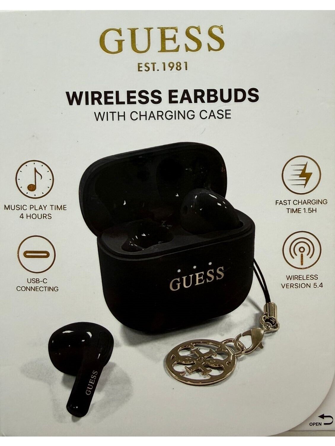 Guess wireless earbuds with charging case, black Guess wireless earbuds with charging case, black