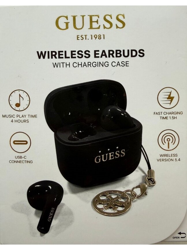 Guess wireless earbuds with charging case, black Guess wireless earbuds with charging case, black