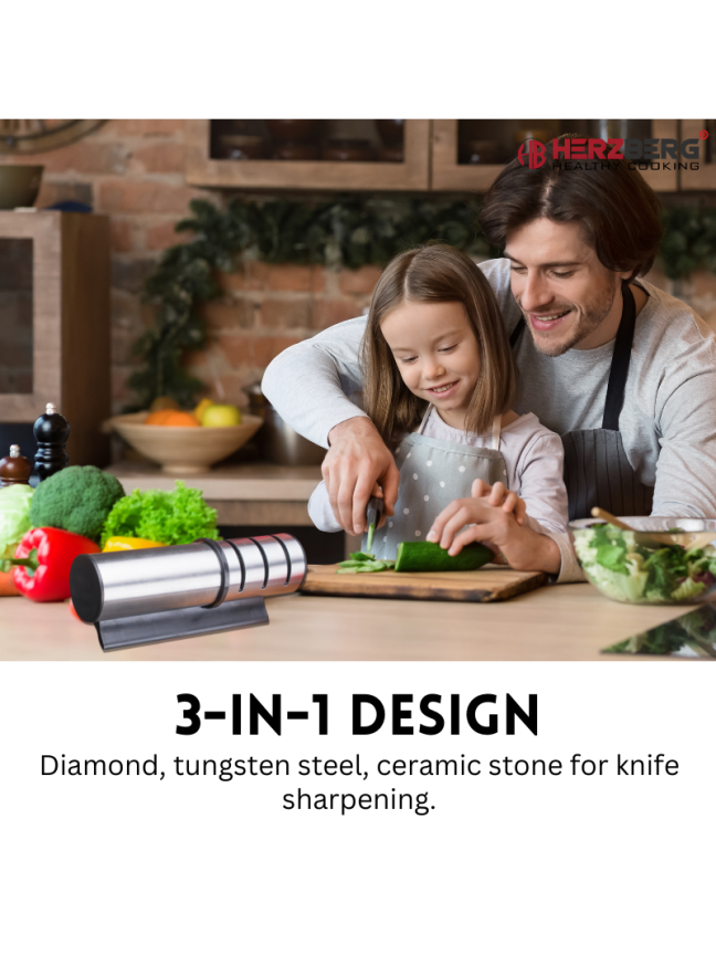 Herzberg Cylinder Stainless Steel Manual Knife sharpener 3