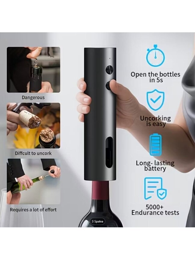 Rechargeable electric wine opener – gift set with accessories, Type-C 5