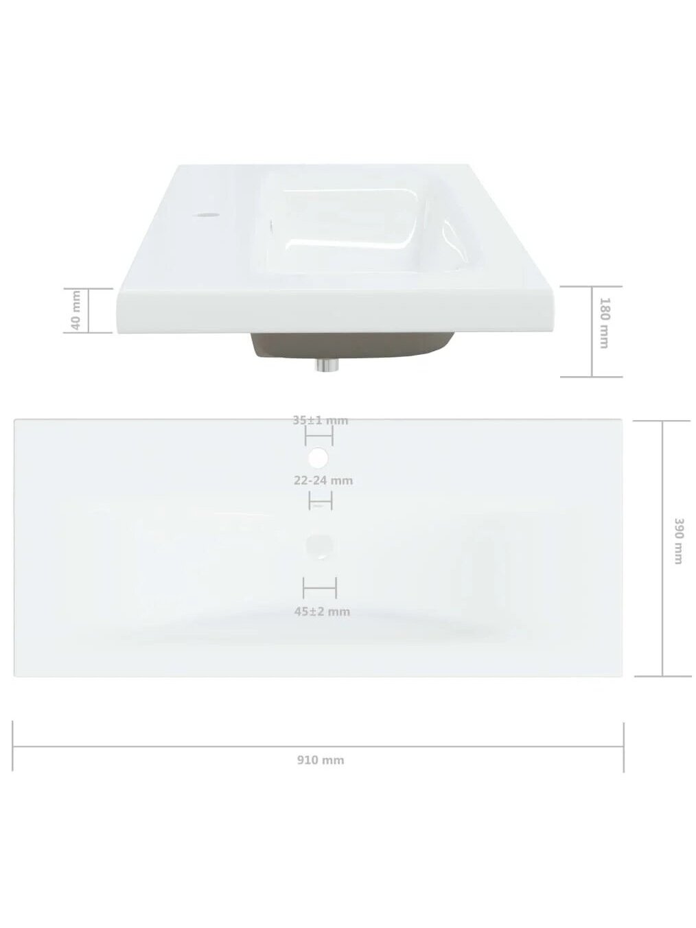 Undermount washbasin, white, 91 x 39 x 18 cm, ceramic 11