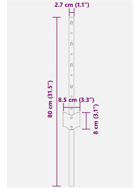 Įmontuojami tvoros stulpai, 5 vnt., žali, 80 cm 5