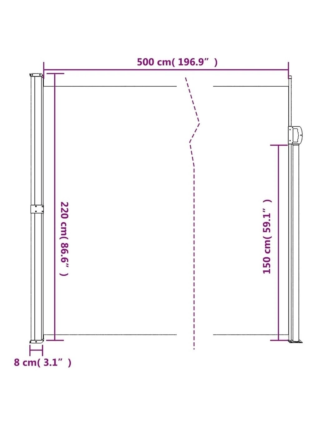 Retractable side awning, anthracite, 220 x 500 cm 9 Retractable side awning, anthracite, 220 x 500 cm 9