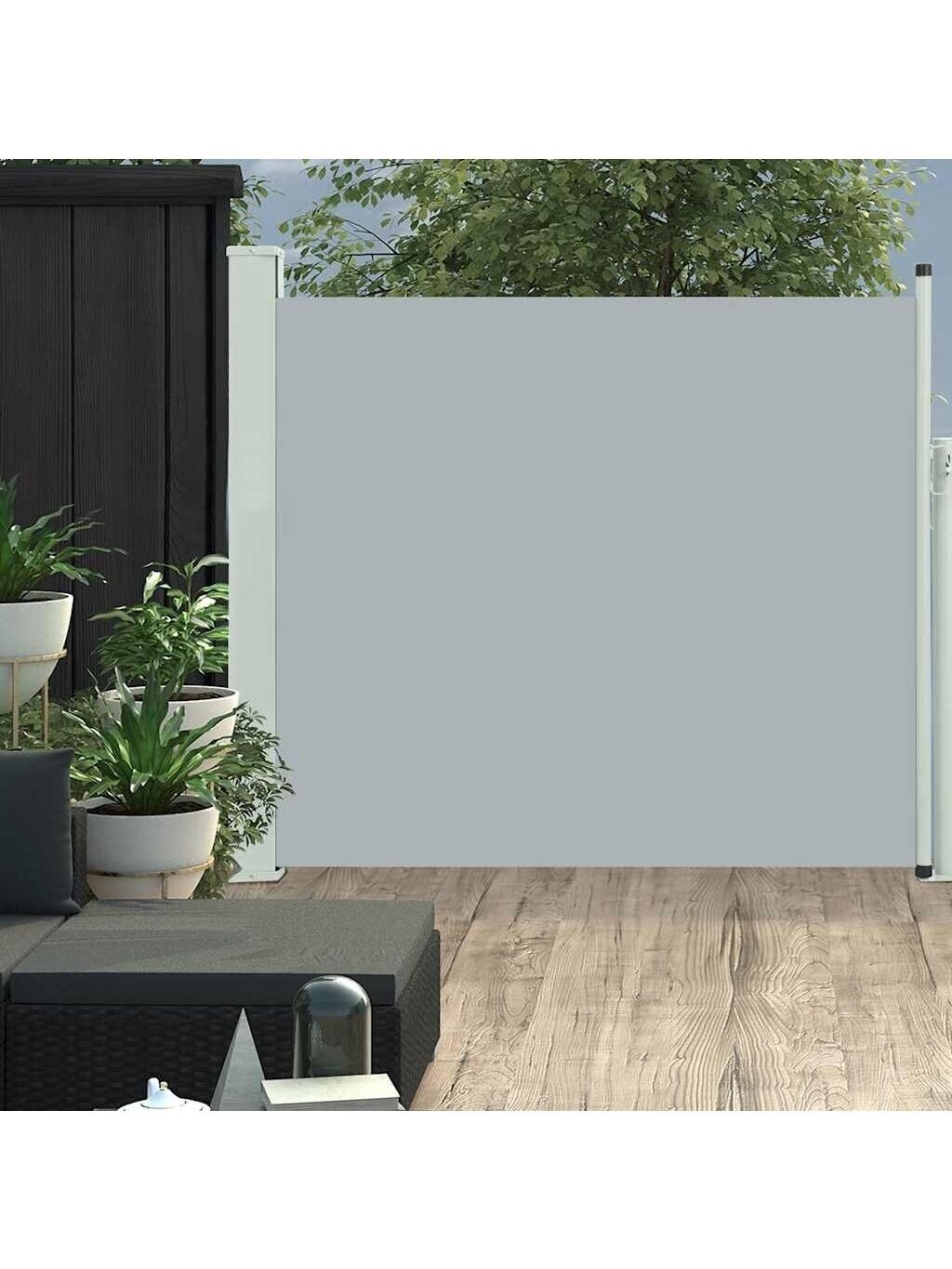 Retractable side yard screen, gray, 100 x 300 cm