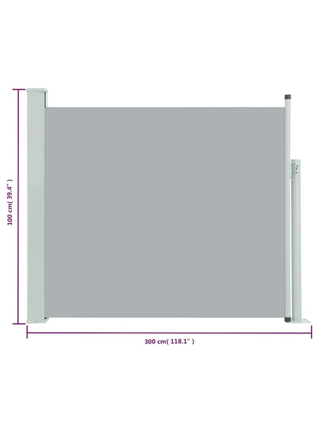 Retractable side yard screen, gray, 100 x 300 cm 6