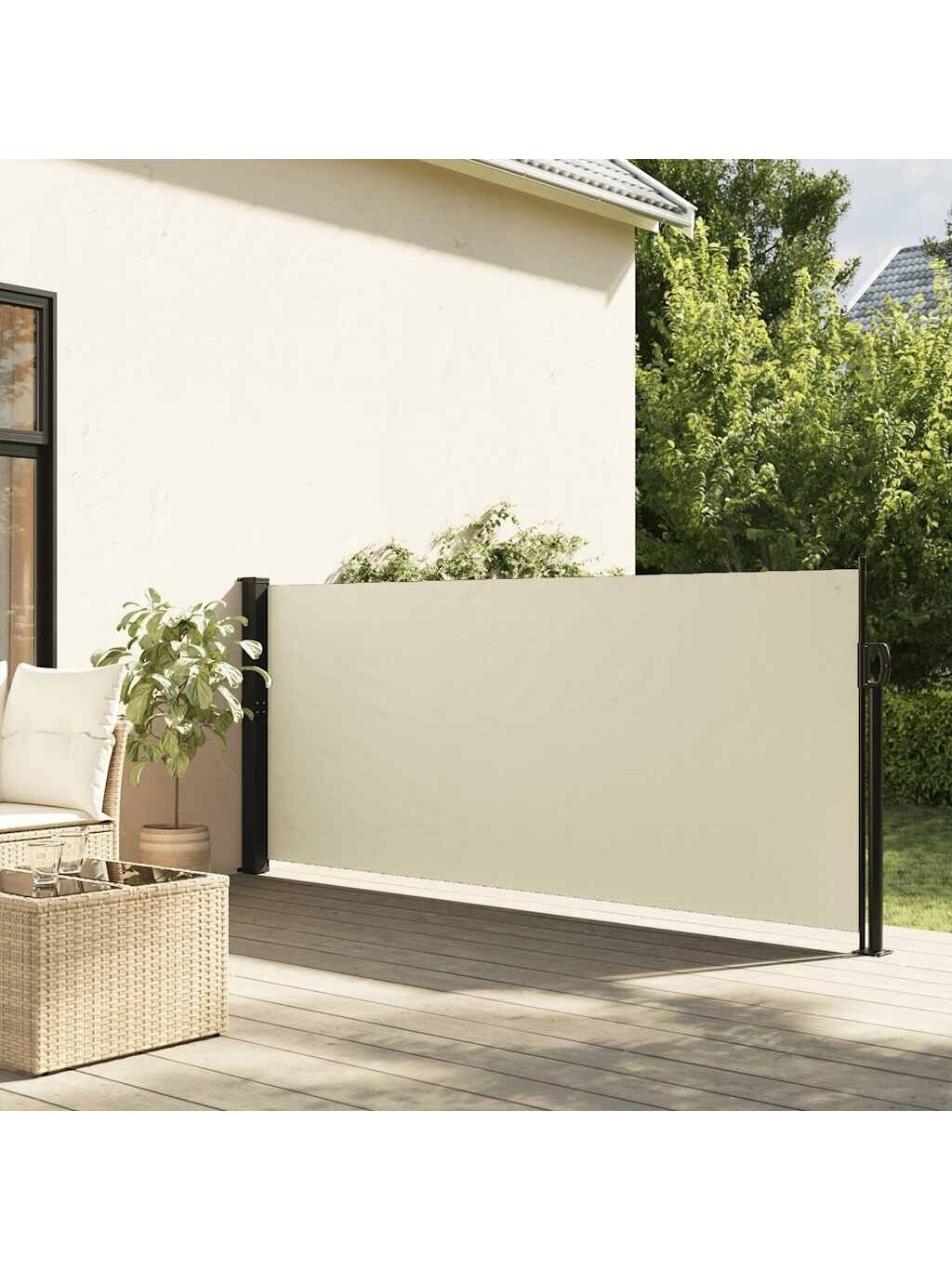 Retractable side awning, cream, 140 x 500 cm