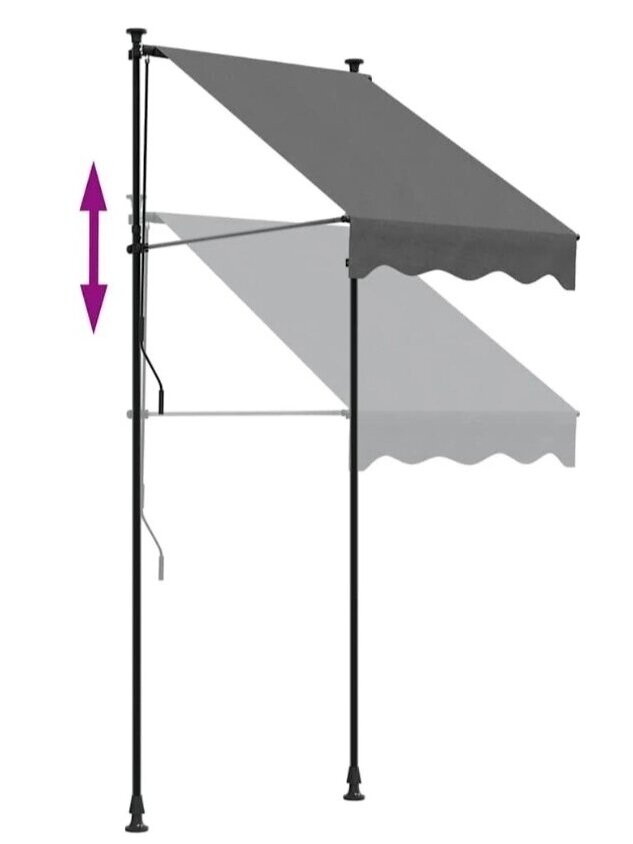Retractable awning, anthracite, 100x150 cm, fabric and steel 6