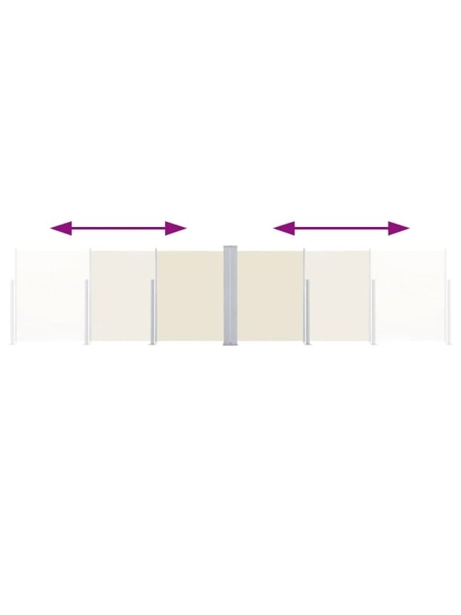 Ištraukiama dviguba šoninė kiemo pertvara, kreminė, 170x600cm 5