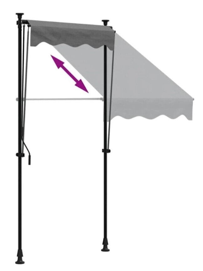Retractable awning, anthracite, 100x150 cm, fabric and steel 5