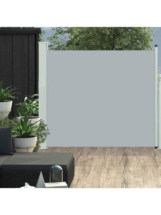Retractable side yard screen, gray, 100 x 300 cm