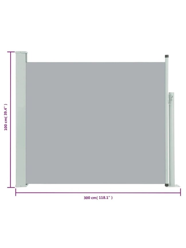 Retractable side yard screen, gray, 100 x 300 cm 6