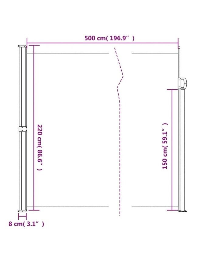Retractable side awning, anthracite, 220 x 500 cm 9