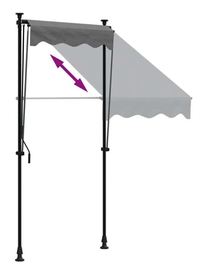 Retractable awning, anthracite, 100x150 cm, fabric and steel 5